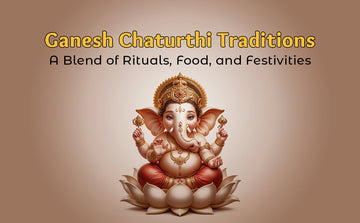 Ganesh Chaturthi festival poster with Lord Ganesha idol on a lotus and festive text