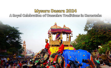 Mysuru Dasara 2024 festival procession with decorated elephants and royal chariot in Karnataka